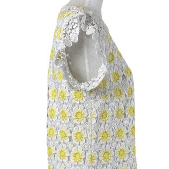 J.Crew Dress Crochet Lace Embroidered Shift White Yellow Daisy Floral Women’s 6 - Picture 7 of 13